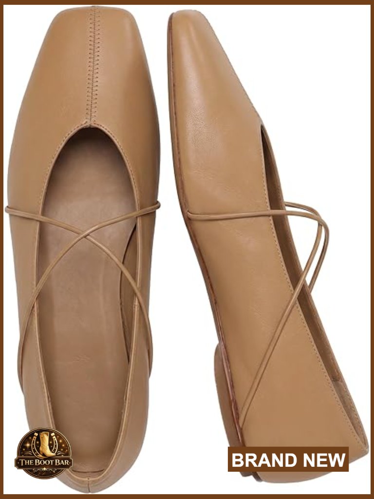 Criss-Cross Strap Square Toe Ballet Flats Slip On Comfort Shoes For Work Casual